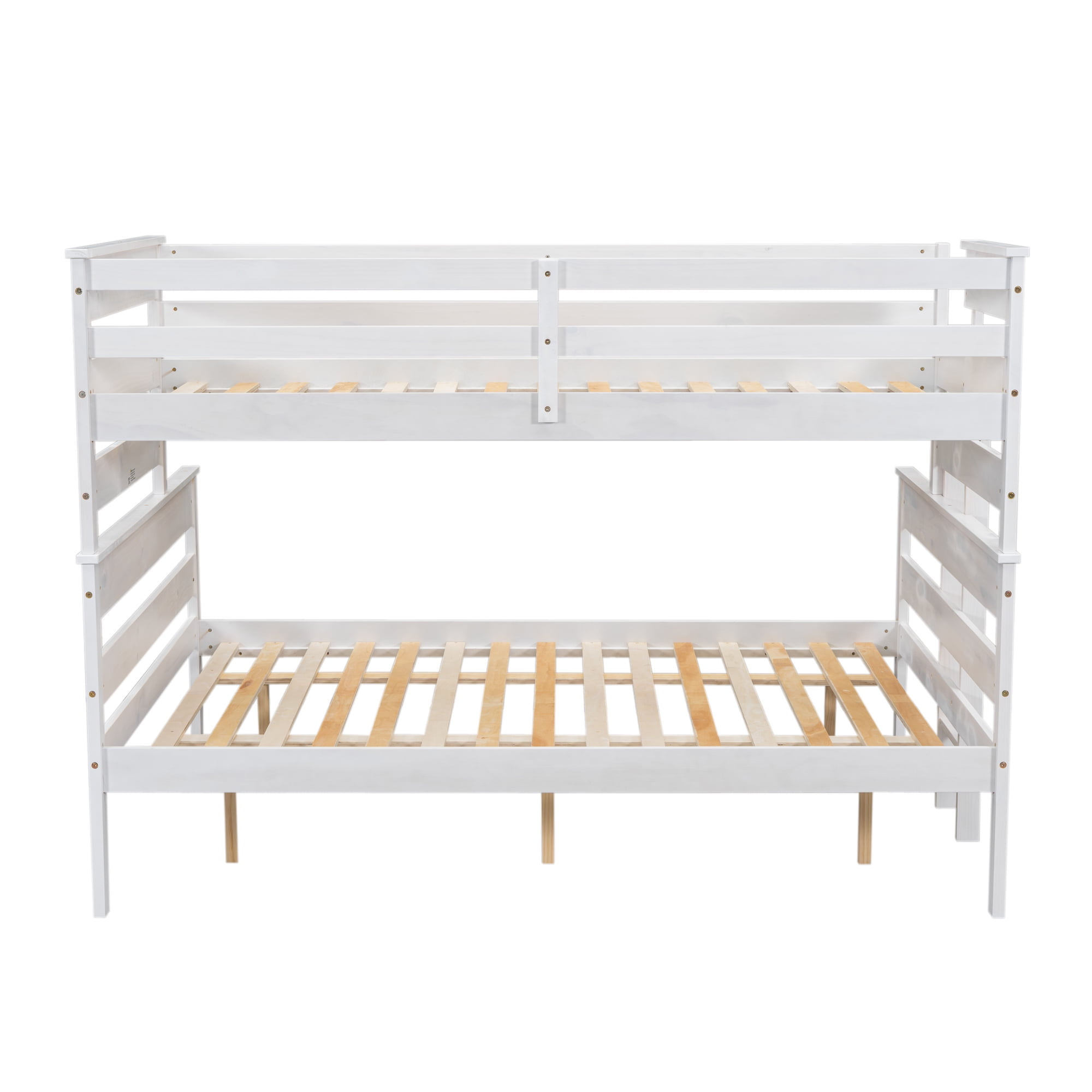 EUROCO Twin XL over Queen Bunk Bed, Convertible 2 Beds for Kids Teens Adults with Ladder, White