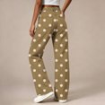 thumbnail image 6 of Ltctricy Girls Pants Polka Dot Wide Leg Trousers with Pockets High Waisted Kids Pants Fall Casual Streetwear(Brown,5-6 Years), 6 of 7
