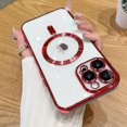 thumbnail image 1 of Fashion Magnetic Case For Magsafe For iPhone 14 13 12 Pro Max Plus Plating Clear Soft Silicone Wireless Charging Cover, 1 of 5