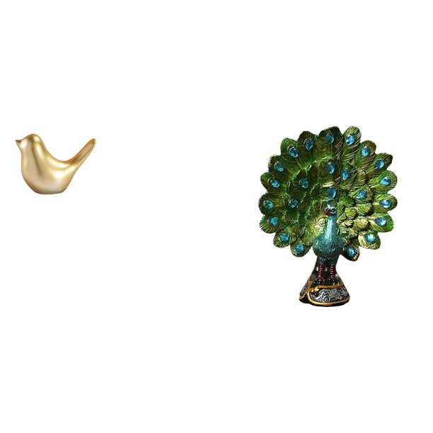 Figura de pájaros,Figura de pájaro dorado,decoración del hogar,estatua de animal,Figura de escritorio,Estante de estatua de pavo real para escritorio,decoración del hogar,Figura decorativa
