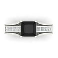 thumbnail image 2 of 2.28 ct Brilliant Princess Cut Natural Onyx 18K White Gold Solitaire with Accents Engagement Bridal Wedding Ring Band Set size 4.5, 2 of 7