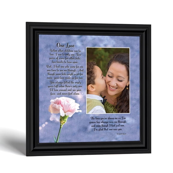 One Love Poem Picture Frame, Pink Carnation Keepsake Gift for Mom