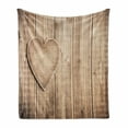 thumbnail image 1 of Valentines Day Soft Flannel Fleece Blanket, Rustic Heart over Wooden Planks Background Lovers Corner Romantic Celebration Print, Cozy Plush for Indoor and Outdoor Use, 70" x 90", Tan, by Ambesonne, 1 of 6