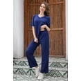 thumbnail image 3 of U2SKIIN Women Pajama Sets, Lightweight Nightwear Short Sleeve Sleepwear with Long Pants,(Navy,L), 3 of 5