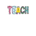thumbnail image 2 of 1pc Women'S Casual Crew Neck T-Shirt with Colorful Geometric-Patterned "TeaCH" Print, Fashionable Short Sleeve Knit Fabric Top for all Seasons, Comfortable Cotton with Medium Stretch, 2 of 6