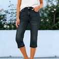 thumbnail image 2 of Capri Jeggings for Women Elastic High Waist Slim Fit Stretch Cropped Jeans with Pockets Denim Capris, 2 of 8