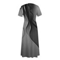thumbnail image 4 of Dorkasm Plus Size Formal Dresses for Curvy Women 3/4 Sleeve A-Line Flowy Printing Maxi Dress Pockets Gray 2XL, 4 of 4