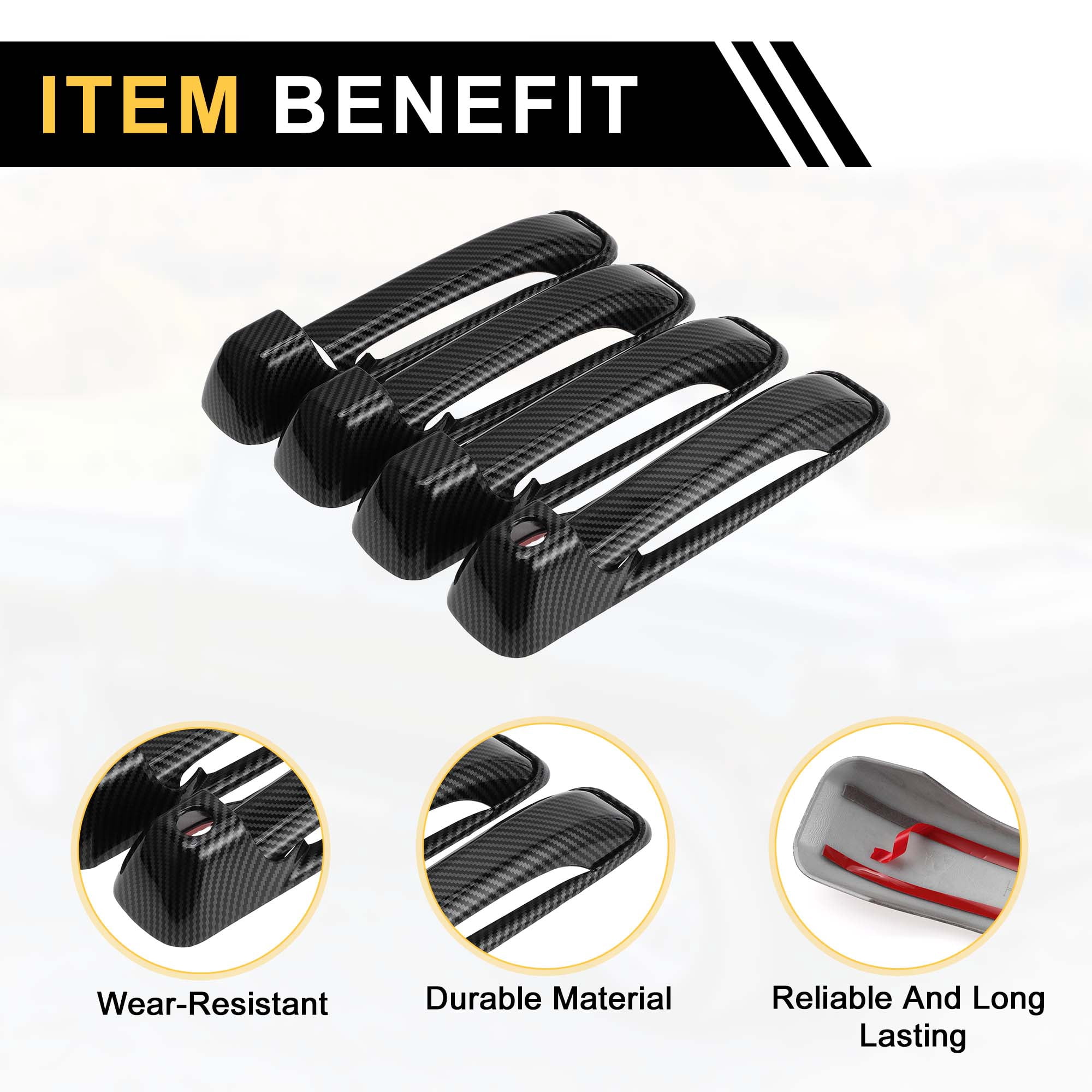Unique Bargains 4pcs Exterior Door Handle Cover for Dodge for Ram 1500 2009-2018 ABS Black