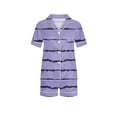 thumbnail image 2 of ¡Liquidación! Pijama informal de manga corta con cuello vuelto para niños de Honeeladyy, color liso, a la moda, para uso diario (morado, 6-7 años), 2 of 5
