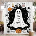 thumbnail image 2 of Nanqianyi Halloween Shower Curtain,Polyester Fabric Waterproof Bathroom Curtain,36 x 72 Inch, with Hooks,Pumpkin Cute Ghost Spider Bat, 2 of 7