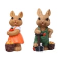 thumbnail image 3 of 2 piezas Estatuas de conejo de Pascua Figuras miniaturas Figuras decoración de la casa Conejitos con cestas, 3 of 9