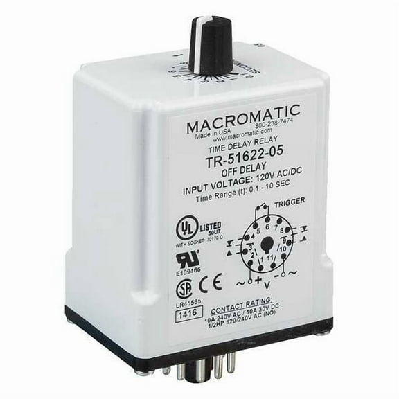 Macromatic SinFunTimeDelayRelay, 12VDC, 8Pins TR-51626-05