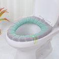 thumbnail image 2 of Asiento de inodoro portátil universal - Cojín de asiento de inodoro suave de 5 piezas para baño, grueso, estirable, lavable, fácil de instalar y limpiar, crema, rosa, verde, azul JAMW Sencillez, 2 of 5