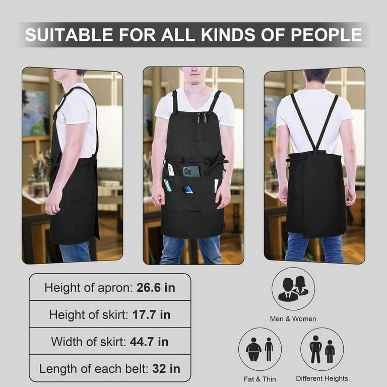 Adjustable Artist Apron With Pockets For Women Painter Canvas
