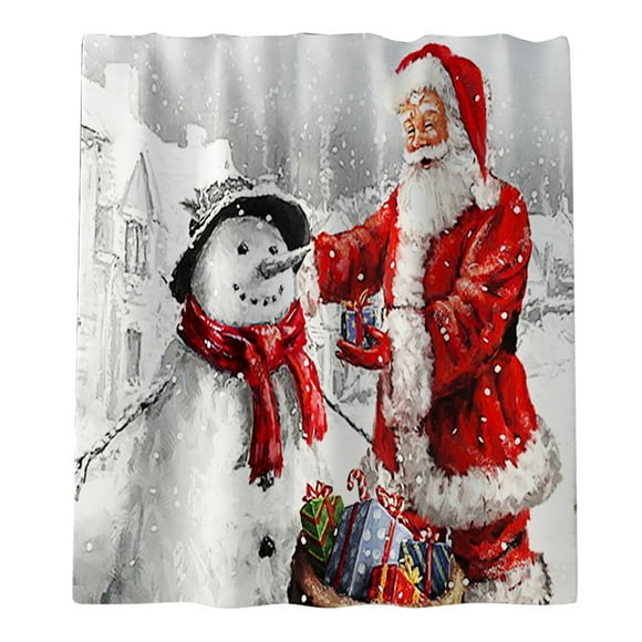 Ustyle Santa Claus Snowman Printing Shower Curtain Waterproof Mildew Resistant Christmas Bathroom Bathtub Panel