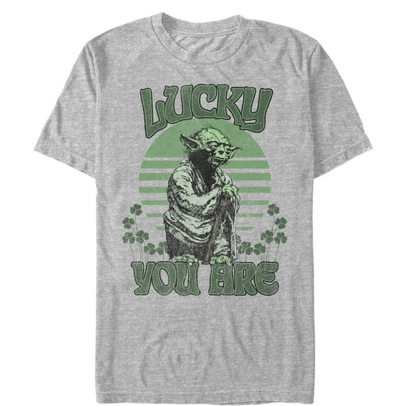 Men's Star Wars St. Patrick's Day Yoda Lucky You Are Clovers Graphic Tee Athletic Heather 2X Large