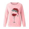 thumbnail image 4 of Zpanxa Womens Christmas Sweatshirt Red Wine Glass Santa Hat Graphic Sweater, 4 of 4