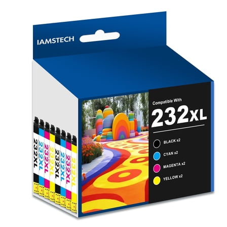 8-Pack 232XL Ink Cartridges Compatible for Epson 232 232XL Printer Ink Combo Pack for Workforce WF-2930 WF-2950 Expression XP-4200 XP-4205 (Black, Cyan, Magenta, Yellow)