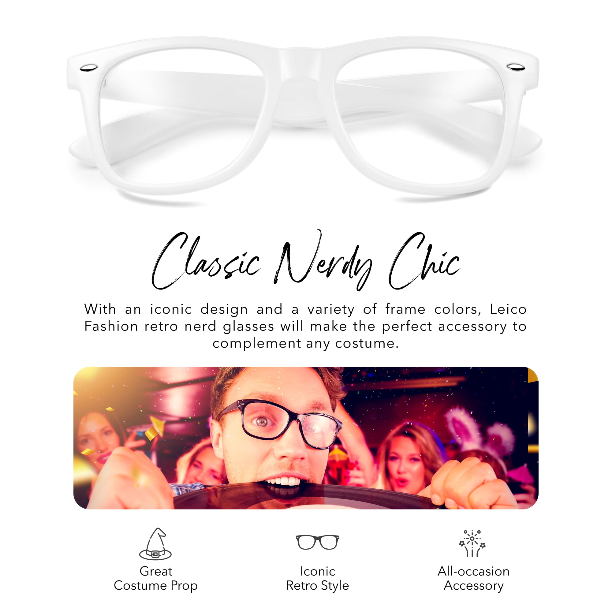 Retro Fashion Nerd Non Prescription Clear Lens Glasses for Men Women Pretend Cosplay Costume Fake Eyeglasses