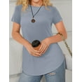 thumbnail image 3 of JYLFC Womens Shirts Summer Crew Neck Shirts Basic Short Sleeve Tshirt Loose Fit Casual Tunic Tops Light Blue, XL, 3 of 7