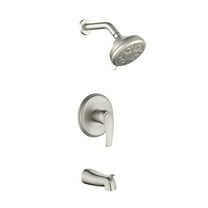 Cobbe Brushed Nickel Shower Faucet Set with 10 Settings Shower and Tub Spouts Single Handle Wall Mounted Shower Tub Set with Valve