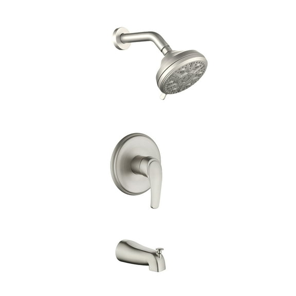 Cobbe Brushed Nickel Shower Faucet Set with 10 Settings Shower and Tub Spouts Single Handle Wall Mounted Shower Tub Set with Valve