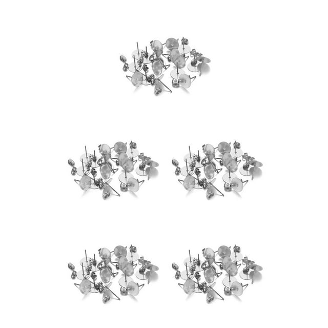 Wisewang Earring Stud Base Multi Stainless Personality Ear Pins Setting Decorations Jewelry Making Tool Beach Using Supplies Steel Color 10mm 5Set