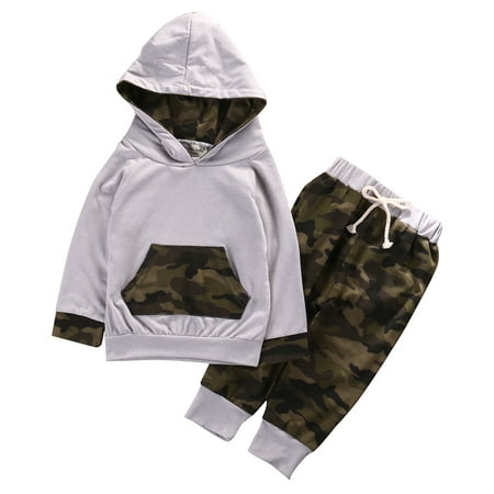 

Newborn Baby Boys Girls Clothes Long Sleeve Hoodie Tops Sweatsuit Camouflage Pants Outfits Set