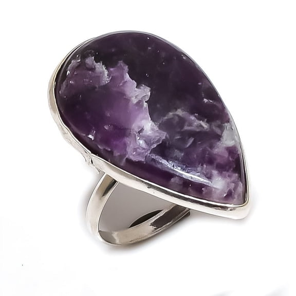 Natural Lepidolite Gemstone 925 Sterling Silver Jewelry Ring Size 7