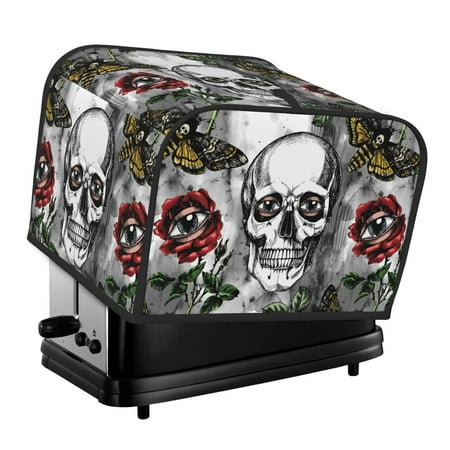 

Noewx Skulls Roses Toaster Covers 4 Slice Appliance Cover Toaster Fingerprint Protection and Greasy Protection Anti-sputtering Bread Maker Cover