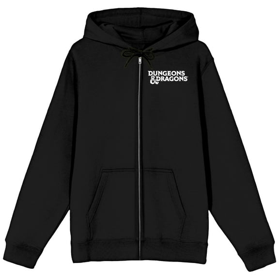 Dungeons & Dragons Ampersand Logo Long Sleeve Men's Black Zip-Up Hooded Sweatshirt-Medium
