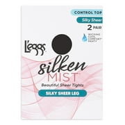 L'eggs Women's Silken Mist Silky Sheer Leg Sheer Tights Wicking Cool Comfort Control Top Sheer Toe, 2 Pair
