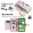 thumbnail image 4 of SaniMore for Google Pixel 7 Case, with Kickstand [Shoulder & Wrist Strap] Flip Zipper Wallet Cash & Card Slots PU Leather TPU Interior Full Body Protection for Google Pixel 7, Pink, 4 of 8