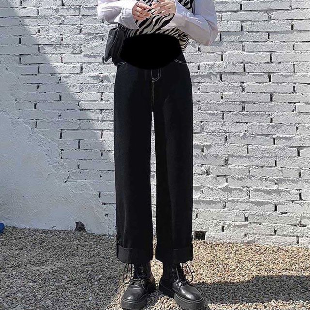Pantalones vaqueros extra grandes para embarazadas, holgados, de pierna ancha, informales, para uso exterior, rectos, finos, de verano, modernos y versátiles