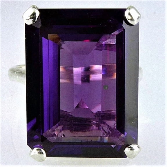 13x18 mm Natural Very Large Emerald Cut Amethyst Ring, BIG Gemstone Ring, 16 Carats February Birthstone, Handmade Item for Gift