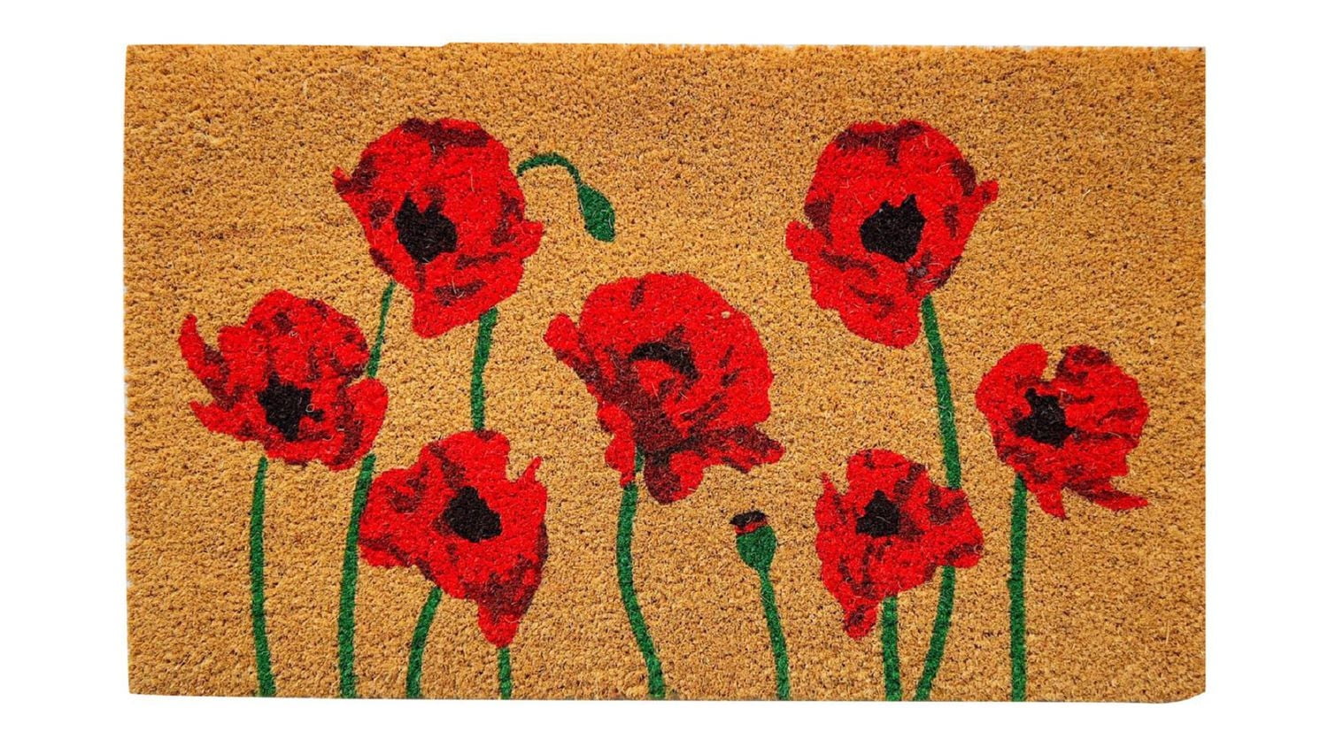 Paillasson en fibre de coco à fleurs rouges de Home Décor Inc. – Fibres naturelles durables, envers antidérapant