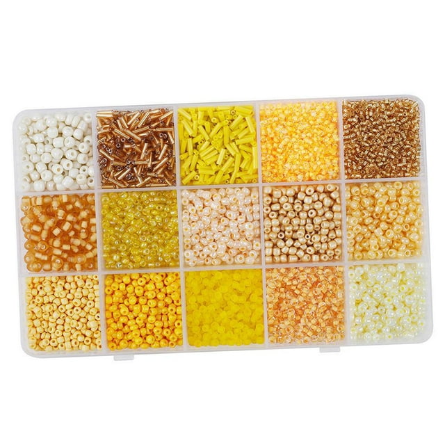 Cuentas de semillas para hacer joyas, colgantes, abalorios, pendientes, color amarillo