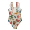 thumbnail image 2 of Girls Ruffle One Piece Swimsuit, Stretchy Fabric for Beach & Pool Activities Summer-themed Design, 2 of 8