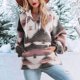 thumbnail image 2 of Sudadera con capucha con cuello en V para mujer Tops Casual de moda de manga larga con cordón impreso sudadera con bolsillo Rosa M, 2 of 6