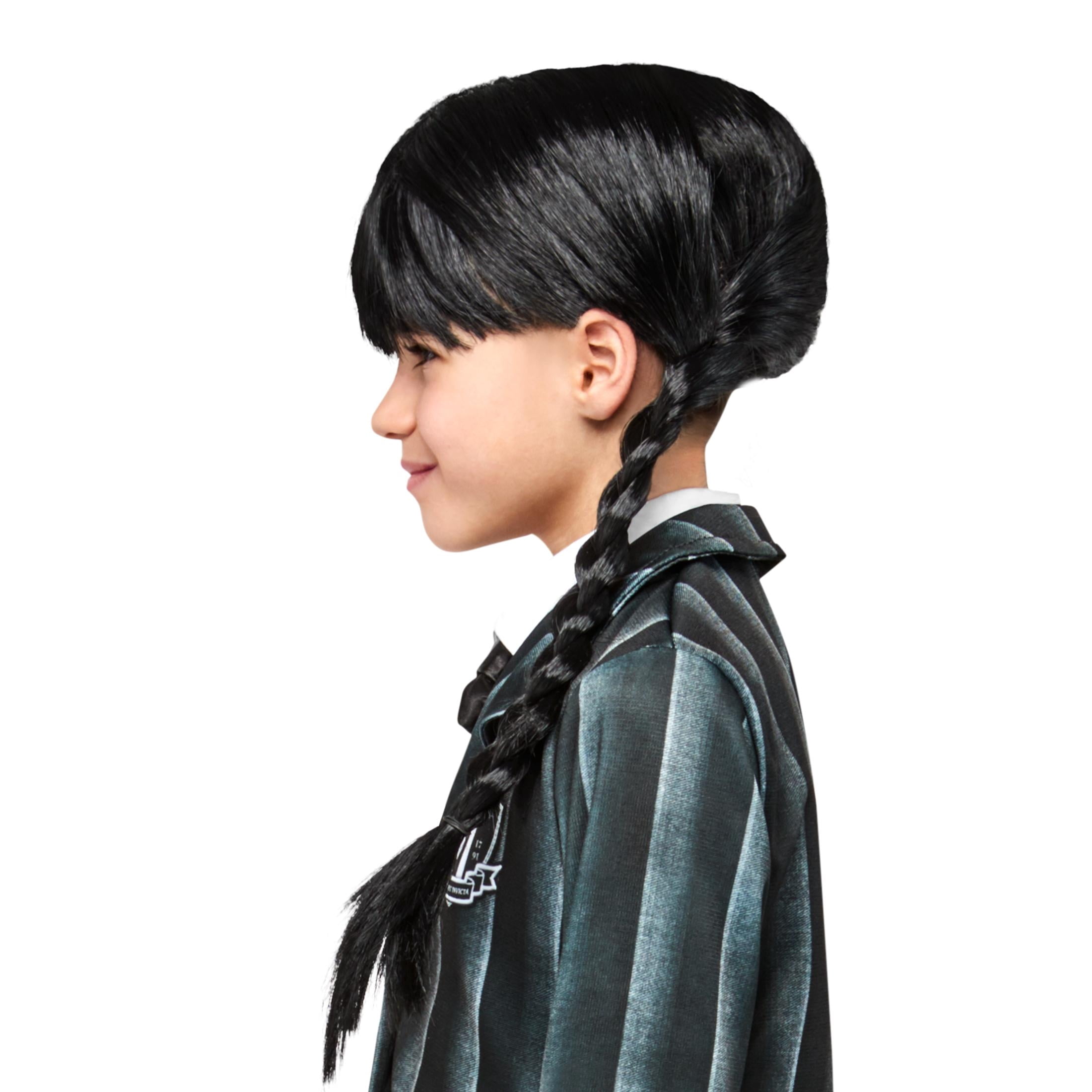 Wednesday Addams Long Black Braids Wig, a Halloween Accessory for Children, by Rubies