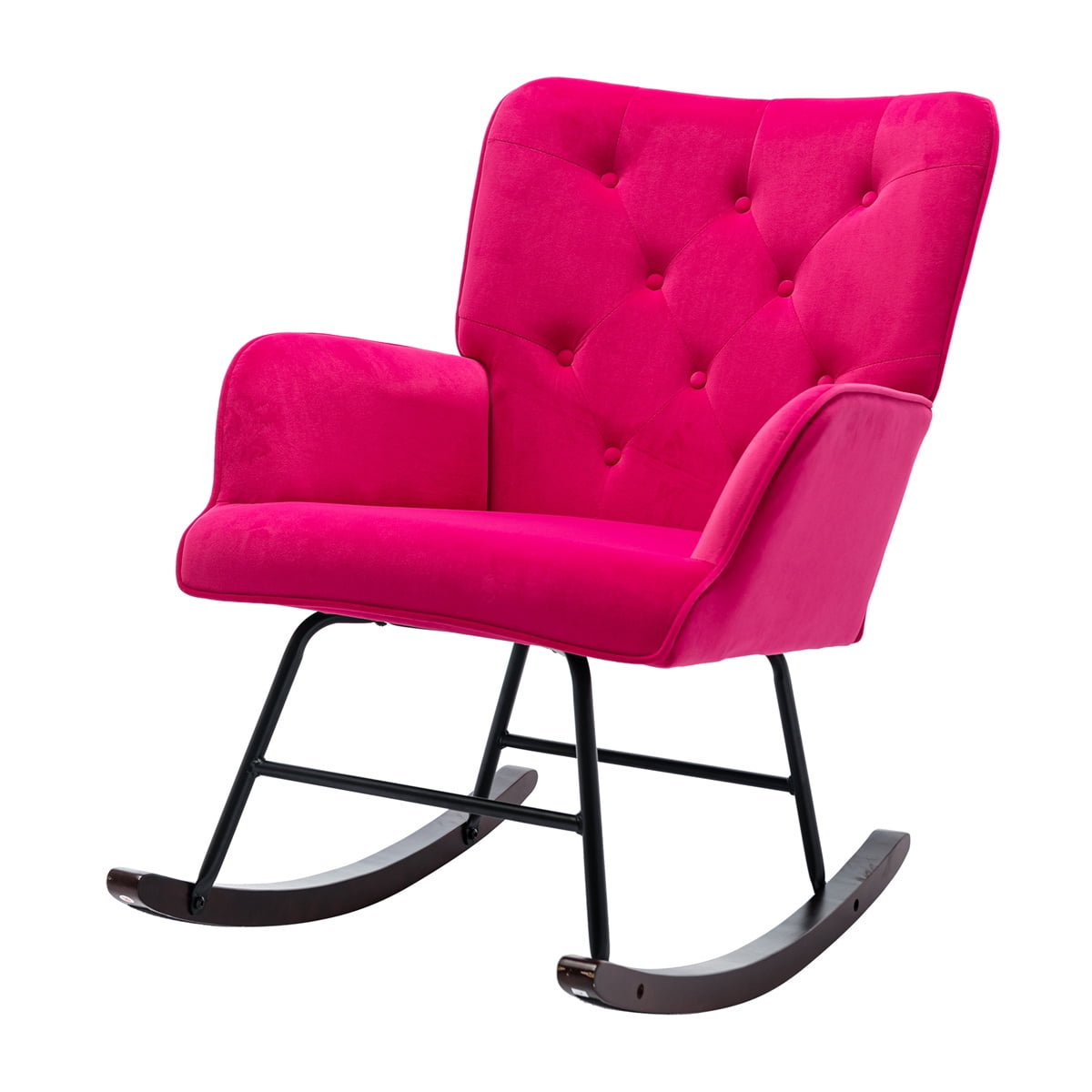 Rocking Chair, Velvet Accent Upholstered Nursery Rocker Chair Armchair