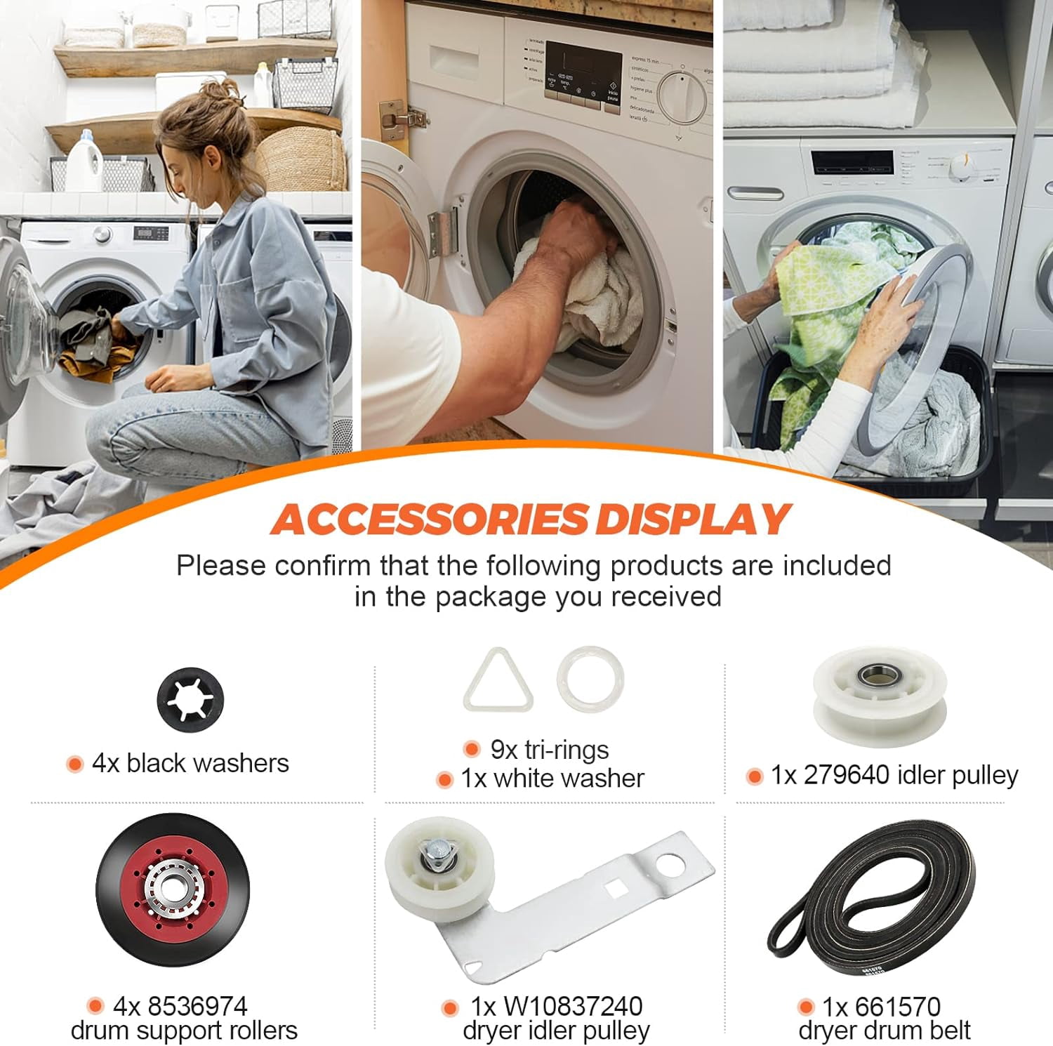 4392067 Dryer Repair Kit & W10837240 Dryer Idler Pulley - Replacement for Maytag Bravos Whirlpool Duet Kenmore Admiral Elite Dryers - Replaces 4392067VP AP3109602 587637 80047