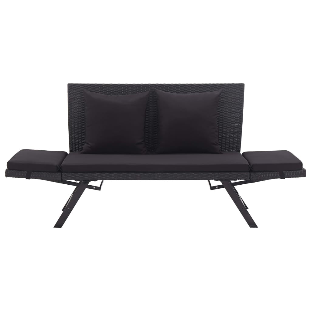Kepooman Sun Bed, 2-in-1 Convertible Day Bed for Patio, Outdoor Garden Bench with Cushions, Balck Kepooman Sun Bed, 2-in-1 Convertible Day Bed for Patio, Outdoor Garden Bench with Cushions, Balck