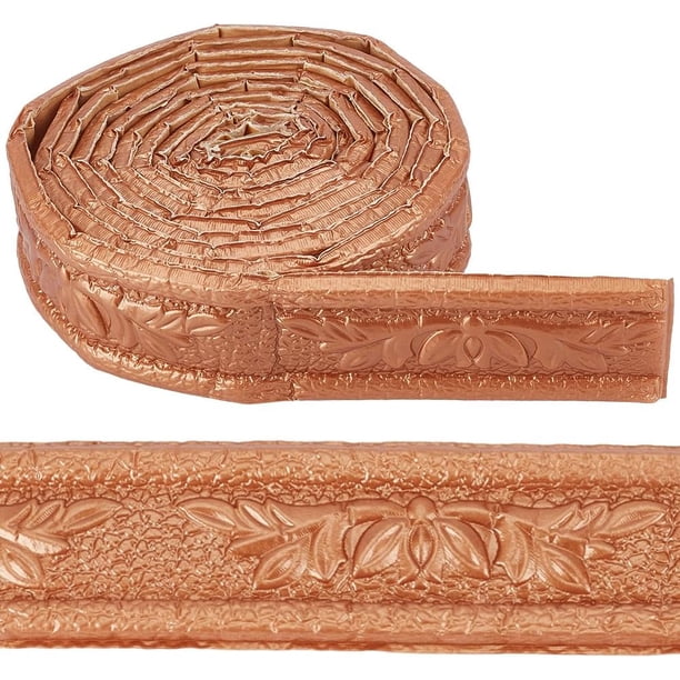 Burlywood 90x3.1 ing Trim Peel and Stick Autoadhesivo Flexible Borde de Pared Líneas PVC Espuma 3D Relieve Impermeable Papel Tapiz Borde Zócalo Pegatinas Decoración DIY Hogar Oficina Hotel