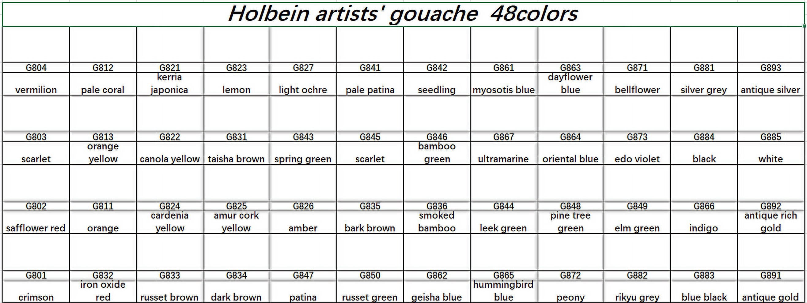 Holbein Irodori Artist Gouache, 4 Seasons (Spring, Summer, Autumn and Winter) 48color 1ml Dispensing Transparent Watercolor