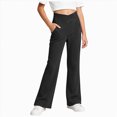 thumbnail image 4 of UAYOTSE Girls Cross Waist Flare Pants V Front High Rise Side Pockets Kids Back to School Stretch Trousers Fall,Sizes 7-8 Years, 4 of 6