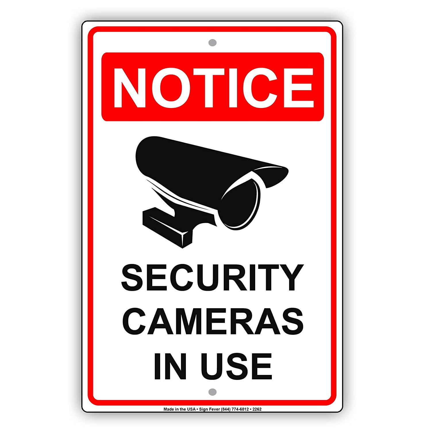 Security Camera in Use Print Video Camera Picture Notice Home Office Work School Business Sign Aluminum Metal 