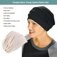 thumbnail image 4 of Sonducket Sombreros elásticos de pila, gorros de capó, gorros informales de temporada para otoño e invierno, turbante clásico ajustable de Color Sombreros Beige Sonducket AP011167-04, 4 of 6