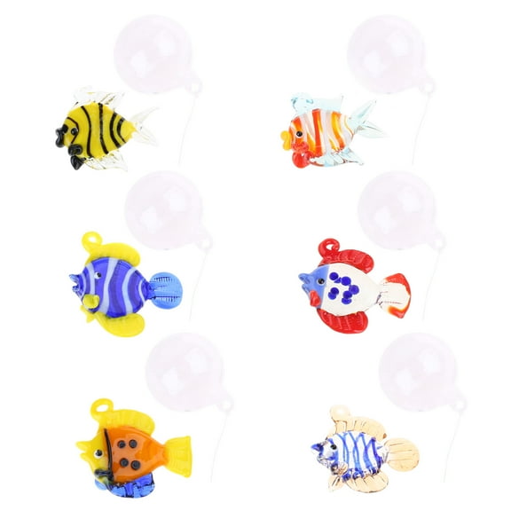 6Pcs Glass Bubble Fish Decorations,Assorted Glass Fish Bubble Charm, Aquarium Float Decors