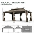thumbnail image 2 of 14' X 22' Hardtop Gazebo, Upgraded Metal Gazebo with Drainage System, Dual-Layer Galvanized Steel Roof with Curtain and Netting, Outdoor Shelter Canopy for Patio, Garden, Backyard, Brown, 2 of 9